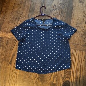 FOREVER21 blue and white polka dot top